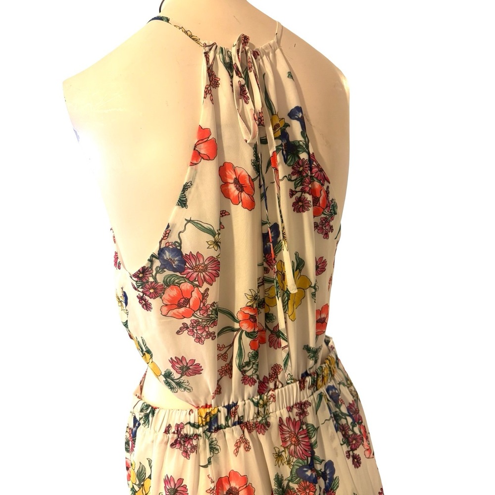 Express Floral Halter Maxi Dress Side Cutout Keyhole Boho Summer Wedding Size M - Picture 7 of 14
